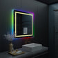 LUVODI 80x80cm Square LED Bathroom Mirror with 8 RGB Backlit 3 Front Light Color Smart Defogging Touch