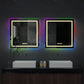 LUVODI 80x80cm Square LED Bathroom Mirror with 8 RGB Backlit 3 Front Light Color Smart Defogging Touch