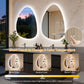 LUVODI Irregular LED Bathroom Mirror, Pebble Oval Backlit Vanity Mirror, Tempered Glass Mirror (2 Buttons)