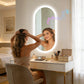 Espejo de baño ovalado con luz LED y Bluetooth LUVODI, espejo de tocador de pared (sin pantalla)