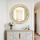 31.5in Large Round Decorative Mirrors, Metal Wire Frame Wall Mirror, Black & Gold