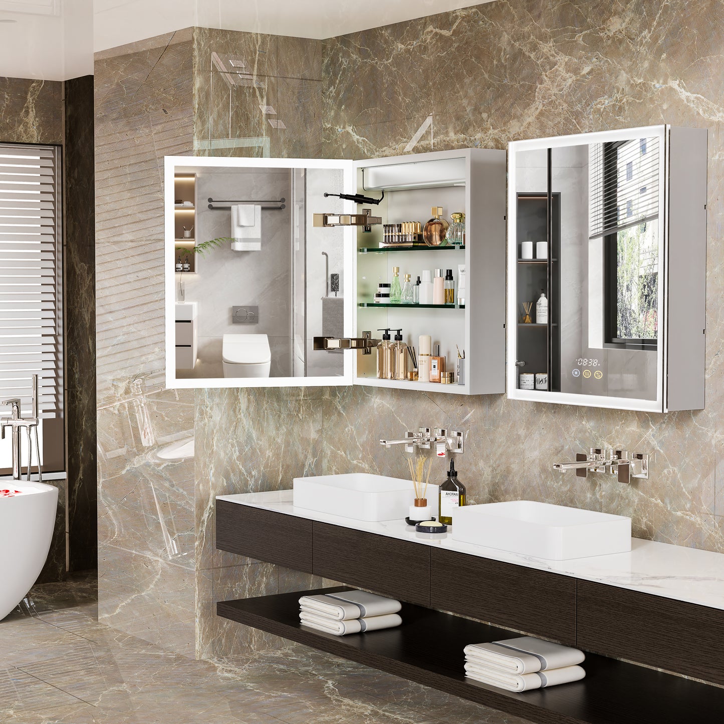 LUVODI LED Bluetooth Bathroom Mirror Cabinet, 500x600mm, 600x700mm, 3 colors, defogging