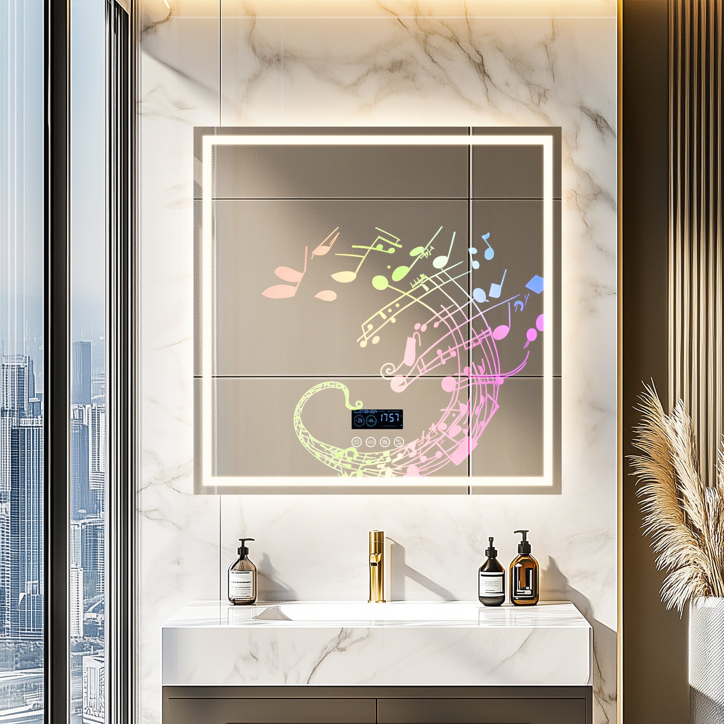 LUVODI Square LED Buetooth Bathroom Mirror Music Mirror