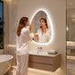 LUVODI Irregular LED Bathroom Mirror, Pebble Oval Backlit Vanity Mirror, Tempered Glass Mirror (2 Buttons)