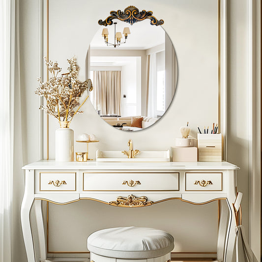 Oval Vintage Baroque Mirror Antique Glam Wall Glass Mirror