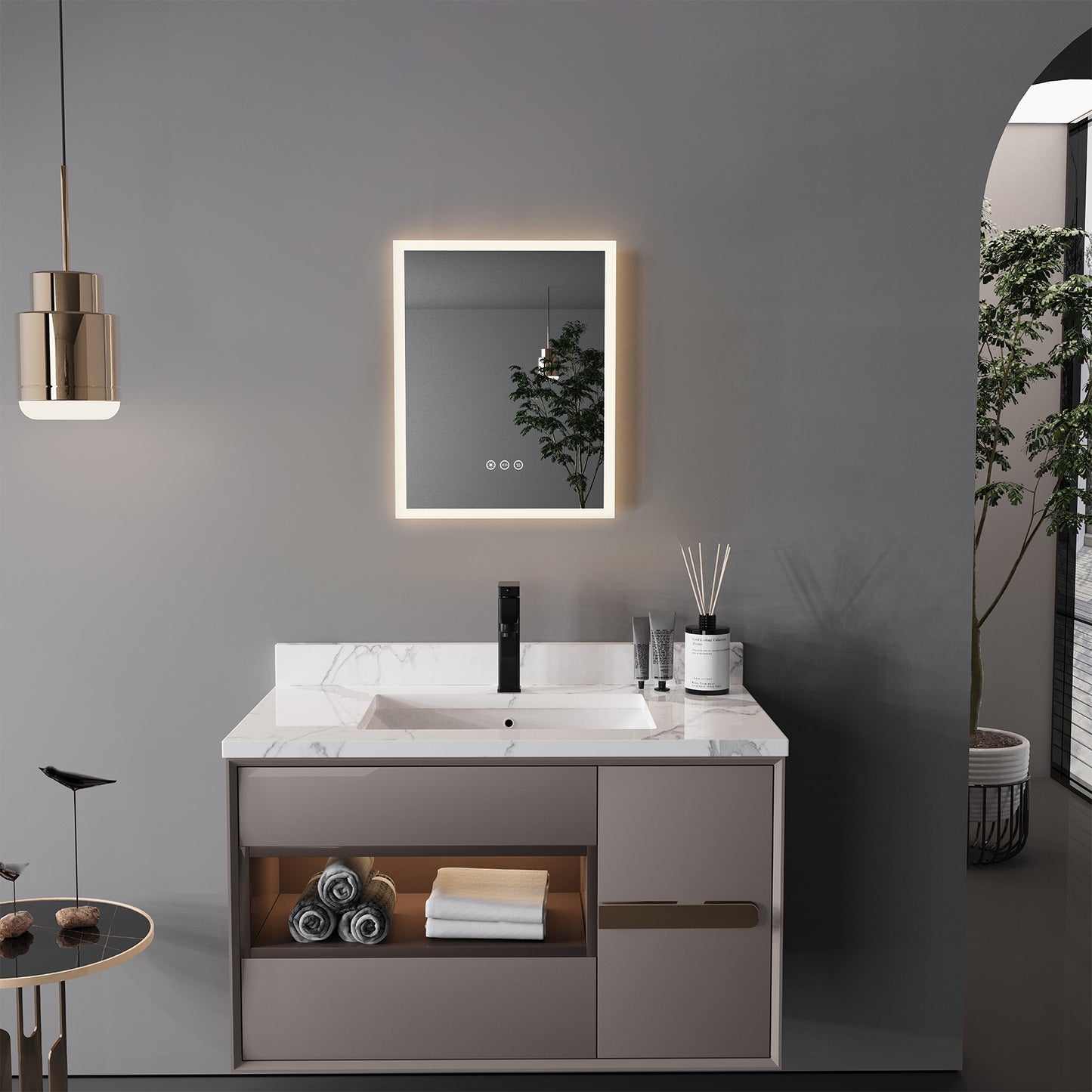LUVODI 40x50cm Vertical Rectangular Bathroom Mirror with Anti-Fog 3 Lighting Modes Memory Function