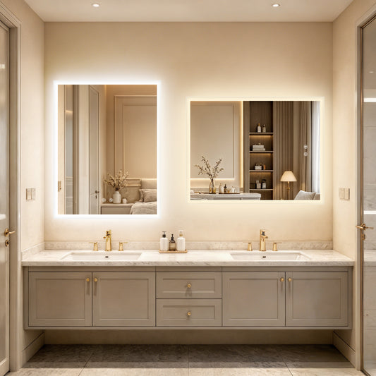 LUVODI 28x36” Rectangular LED Bathroom Mirror Tempered Glass Bathroom Mirror With Light