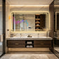 LUVODI LED Bluetooth Bathroom Mirror with Display, Rectangular Lighted Bathroom Mirror with Tempered Glass, Frontlit and Backlit Vanity Mirror