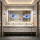 LUVODI LED Bluetooth Bathroom Mirror with Display, Rectangular Lighted Bathroom Mirror with Tempered Glass, Frontlit and Backlit Vanity Mirror
