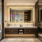 LUVODI LED Bluetooth Bathroom Mirror with Display, Rectangular Lighted Bathroom Mirror with Tempered Glass, Frontlit and Backlit Vanity Mirror
