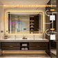 LUVODI LED Bluetooth Bathroom Mirror with Display, Rectangular Lighted Bathroom Mirror with Tempered Glass, Frontlit and Backlit Vanity Mirror