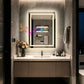 LUVODI LED Bluetooth Bathroom Mirror with Display, Rectangular Lighted Bathroom Mirror with Tempered Glass, Frontlit and Backlit Vanity Mirror