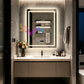 LUVODI LED Bluetooth Bathroom Mirror with Display, Rectangular Lighted Bathroom Mirror with Tempered Glass, Frontlit and Backlit Vanity Mirror