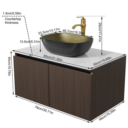 LUVODI Bathroom Vanity Sink: Wall Mounted Floating Bathroom Sink ( Mirror not included）