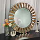 Contemporary Decorative Wall Mirror Round Starburst Mirror w/ Glass Beveled Edge for Living Room