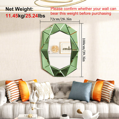 Asymmetrical Decorative Wall Mirror with Beveled Diamond Pieces