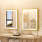 LUVODI Square LED Bathroom Mirror with Gold Aluminum Alloy Narrow Frame Defogging 3 Color