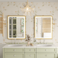 LUVODI Square LED Bathroom Mirror with Gold Aluminum Alloy Narrow Frame Defogging 3 Color