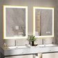 LUVODI Square LED Bathroom Mirror with Gold Aluminum Alloy Narrow Frame Defogging 3 Color