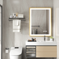 LUVODI Square LED Bathroom Mirror with Gold Aluminum Alloy Narrow Frame Defogging 3 Color