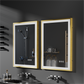 LUVODI Square LED Bathroom Mirror with Gold Aluminum Alloy Narrow Frame Defogging 3 Color