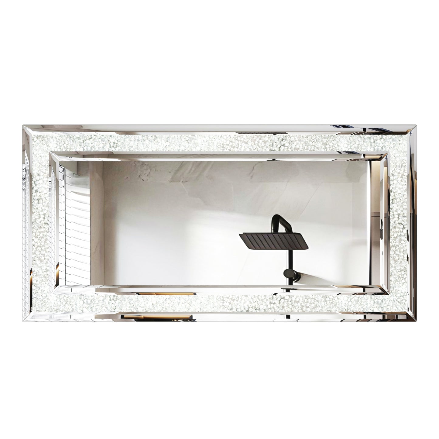 Full Length Mirror with RGB Lights Wall Hanging Mirror Crush Diamond Inlay for Living Room, Bedrooms, Cloakrooms