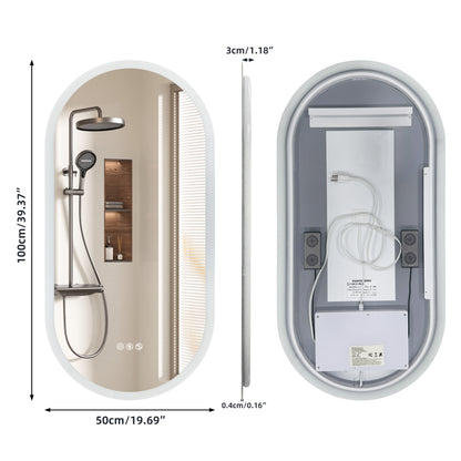 Espejo de baño ovalado con luz LED y Bluetooth LUVODI, espejo de tocador de pared (sin pantalla)
