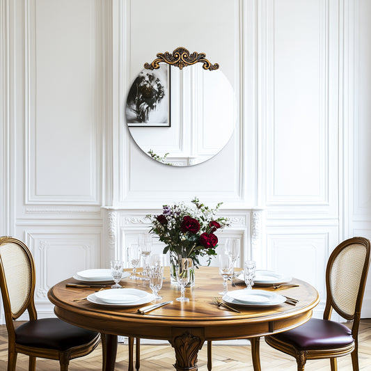 Round Circular Vintage Baroque Mirror Antique Ornate Wall Glass Mirror
