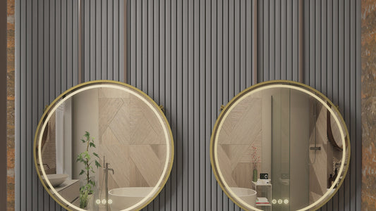 LUVODI Round LED Bathroom Mirror with Black Frame for Bathroom Bedroom Entryway