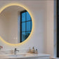 Espejo de tocador redondo con luz LED frontal LUVODI, antivaho, 3 colores, 2 botones